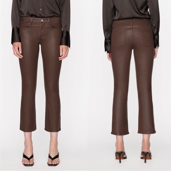 NEW Frame Le Crop Mini Boot Cut Mid Rise Ankle Cropped Skinny Coated Jeans 28 - Picture 1 of 16